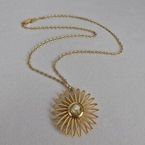 Vintage Made In West Germany Flower Pendant Chain Necklace